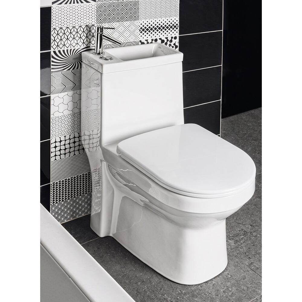 HYGIE Kombi-WC mit Waschbecken, Abgang senkrecht/waagerecht, Weiß