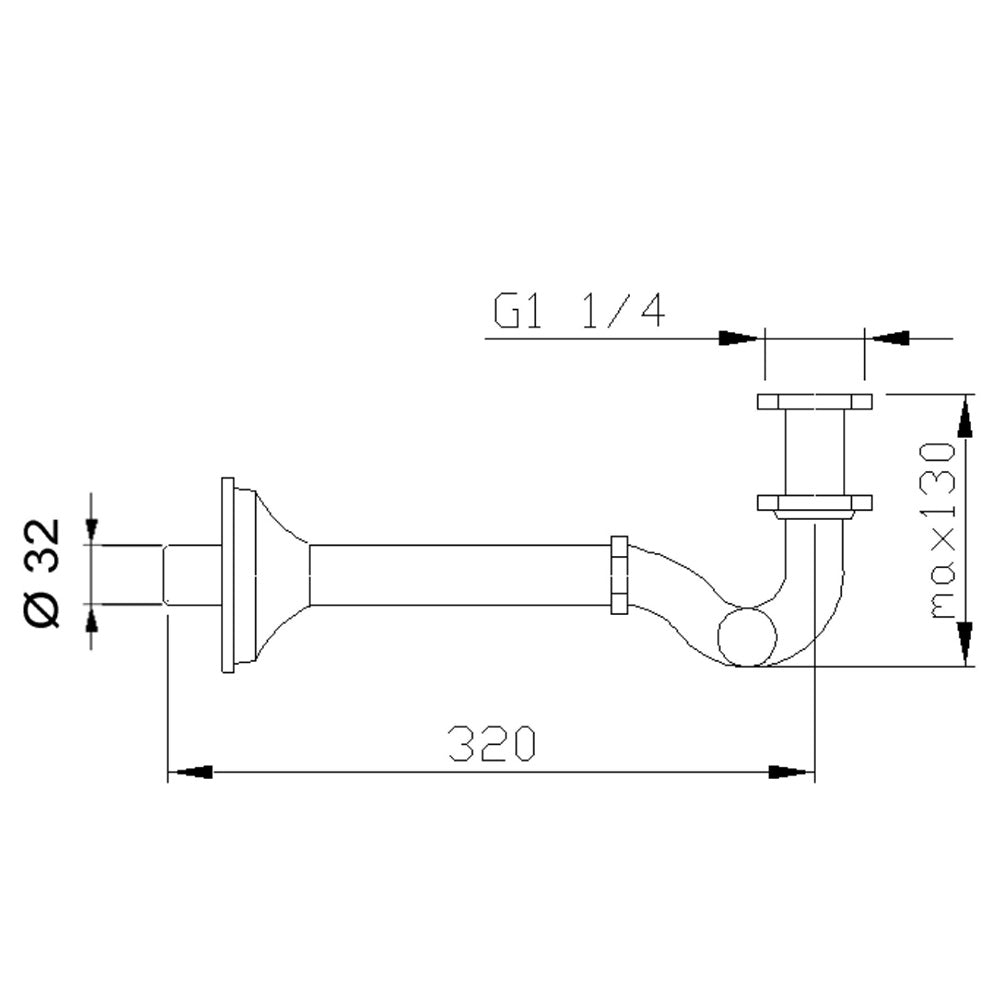 Bidet-Siphon 5/4", Abfluss 32mm, Gold