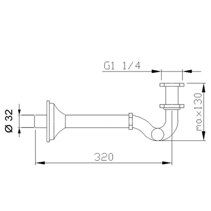 Bidet-Siphon 5/4", Abfluss 32mm, Gold
