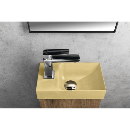 PICCOLINO Beton-Waschbecken 30,8x17cm, Wasserhahn linken, Gelb matt