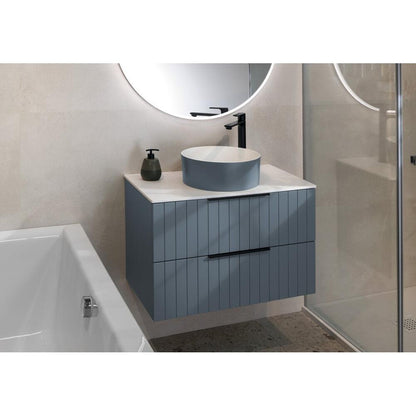 THIN Waschtisch für Arbeitsplatte Ø38 cm, Blau/Weiß matt
