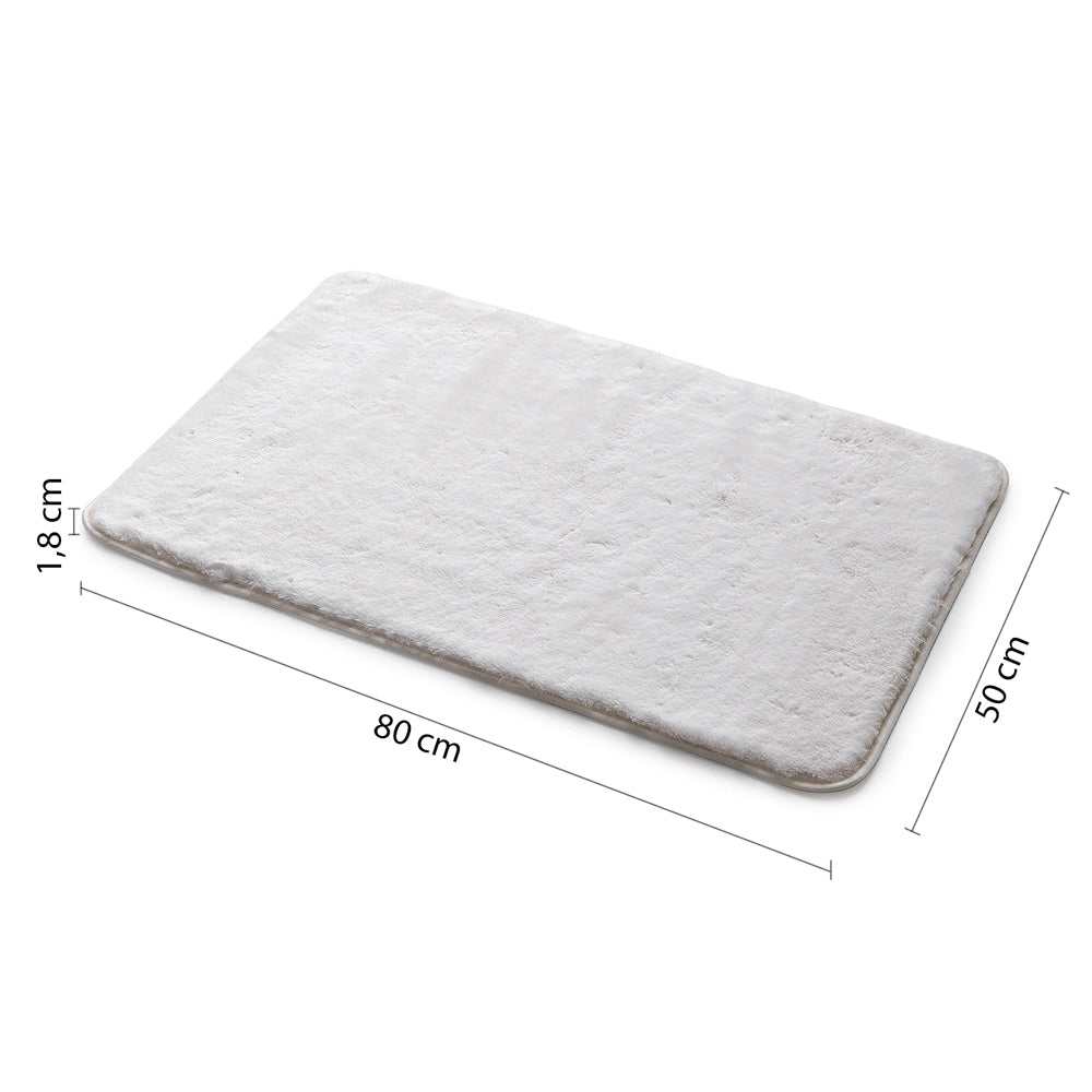 FUZZY Badematte, 50x80cm, 100% Polyester, Anti-Rutsch, Weiß