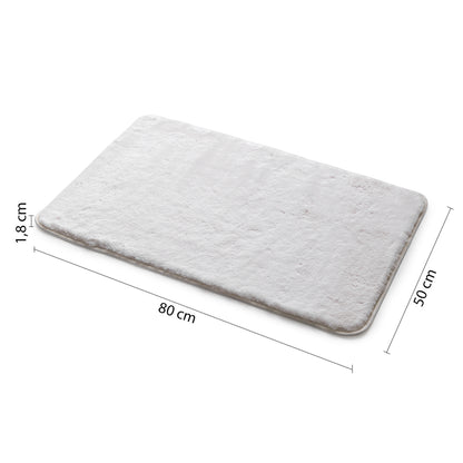 FUZZY Badematte, 50x80cm, 100% Polyester, Anti-Rutsch, Weiß