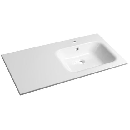 ARECA Gussmarmor-Waschtisch 101x51,5cm, rechts, weiß