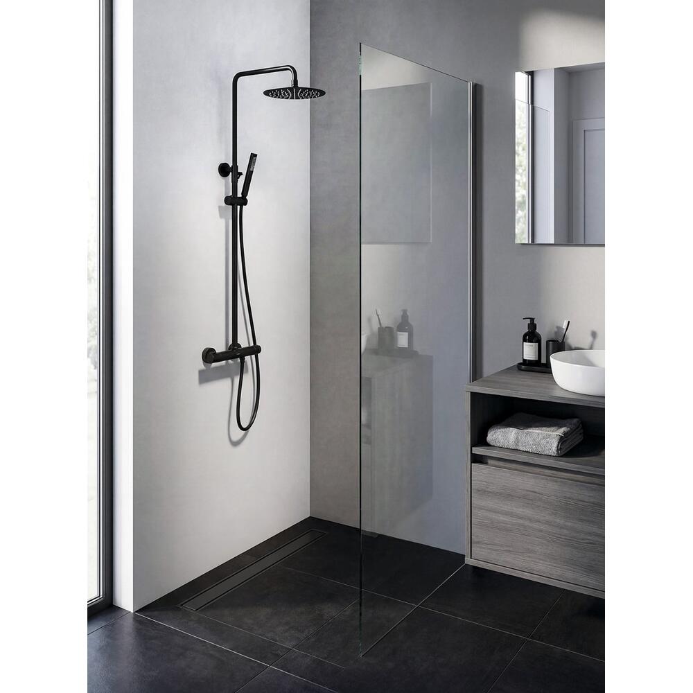 Duschsäule mit Thermostat-Armatur, Schwarz