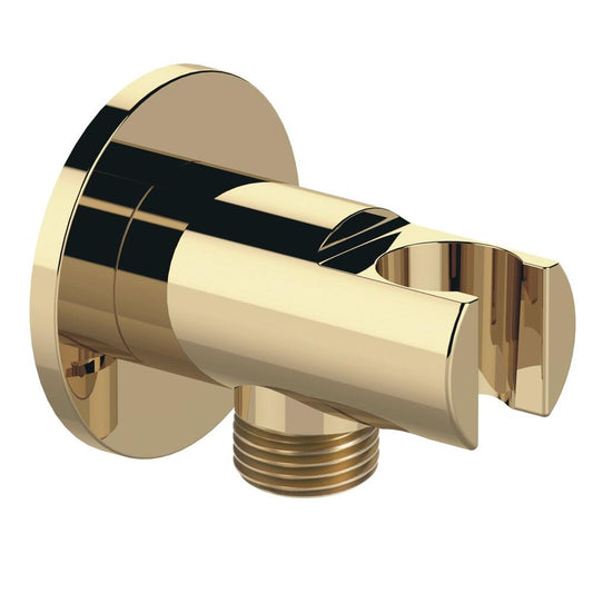 Brausehalter rund, fest, mit Auslauf, Gold