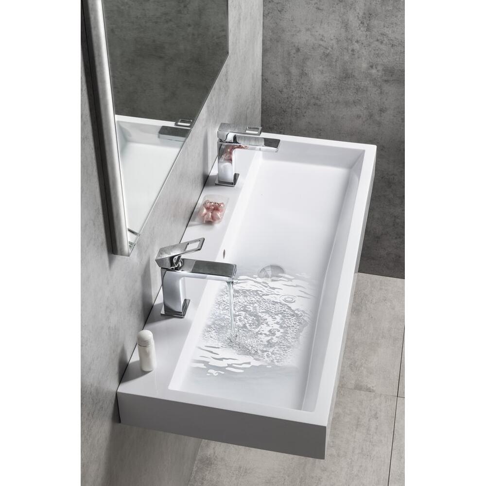 ORINOKO Waschtisch, Marmor, 100x42 cm, 2 Armaturlöcher,  Weiß