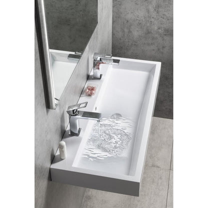 ORINOKO Waschtisch, Marmor, 100x42 cm, 2 Armaturlöcher,  Weiß