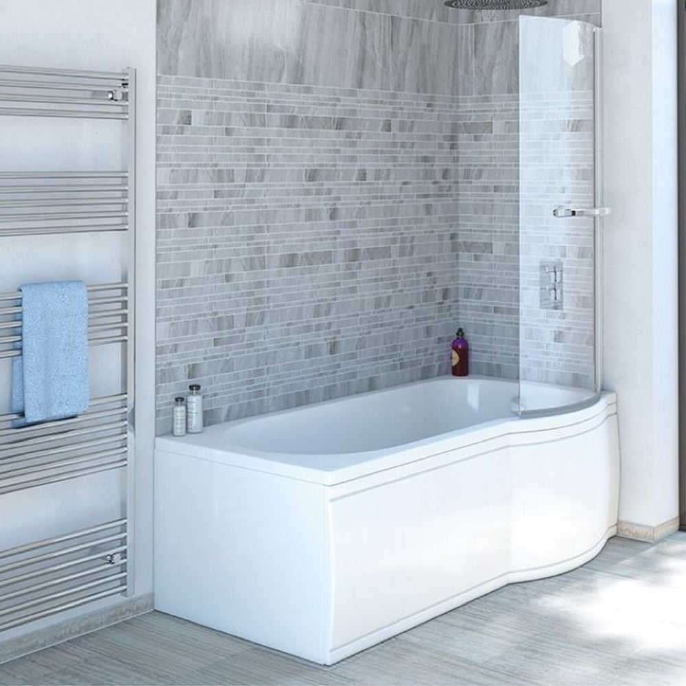 SKALI Badewanne mit Duschzone 167,5x85/75x40 cm, rechts, weiß