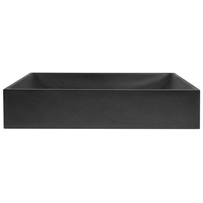TARANT Betonwaschbecken mit Ablaufgarnitur, 58x36cm, schwarzer Granit