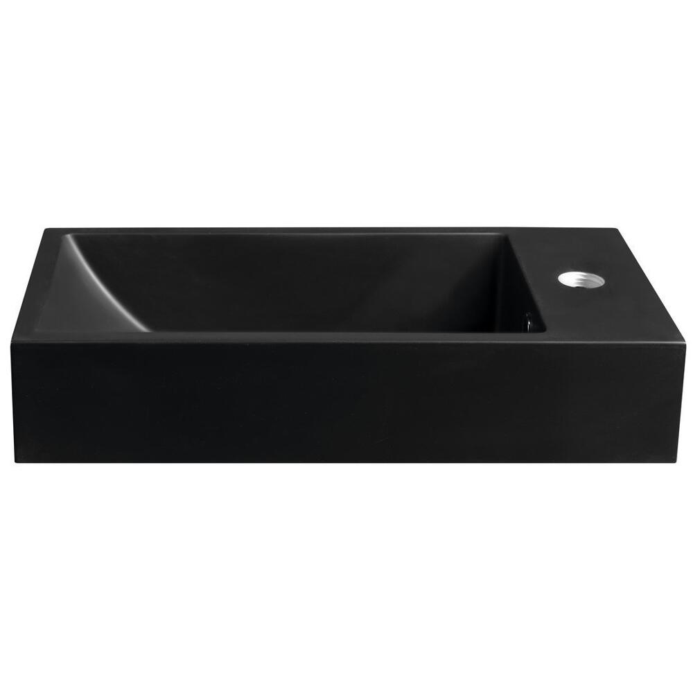 ARIANA Gussmarmor-Waschtisch 50x25cm, rechts, schwarz matt