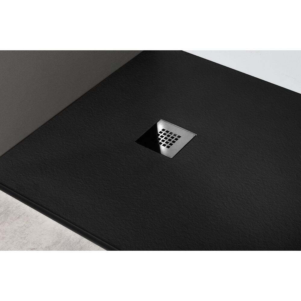 MITIA Gussmarmor-Duschwanne, Rechteck 140x90cm, schwarz matt