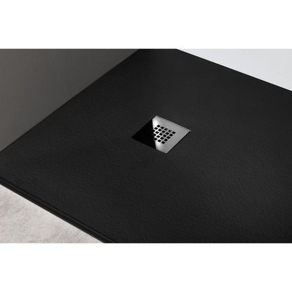 MITIA Gussmarmor-Duschwanne, Rechteck 140x90cm, schwarz matt