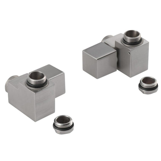 CUBE COMBI Anschlussventil-Handset, eckig, rechts, Edelstahl matt