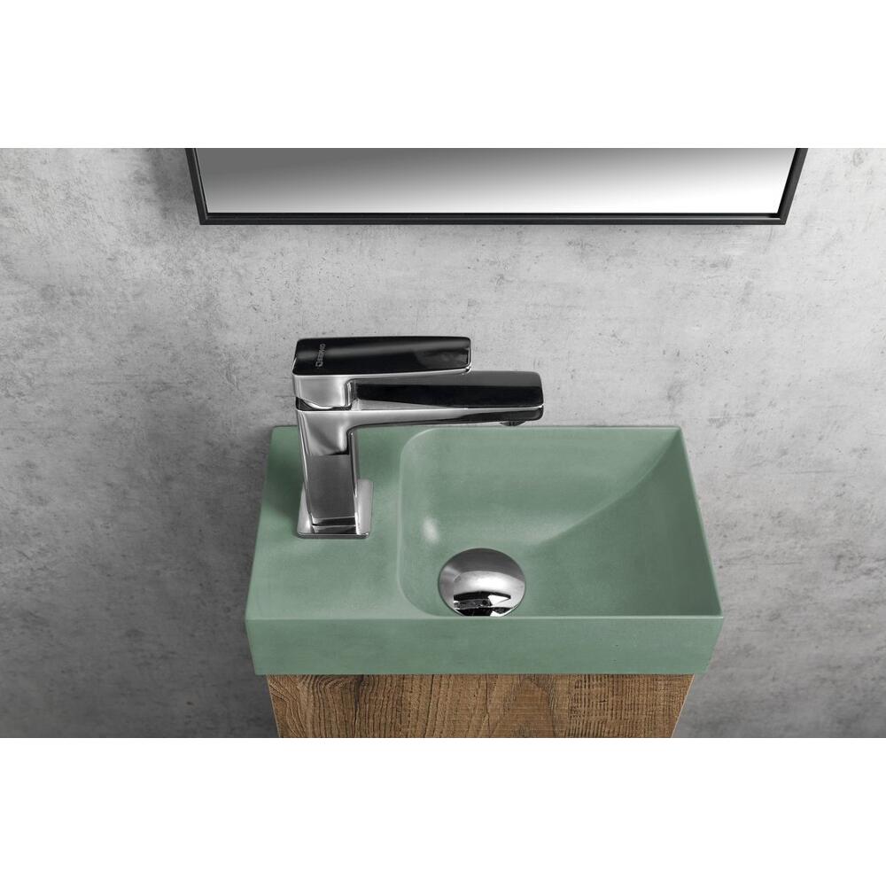 PICCOLINO Beton-Waschbecken 30,8x17cm, Wasserhahn linken, Grün matt