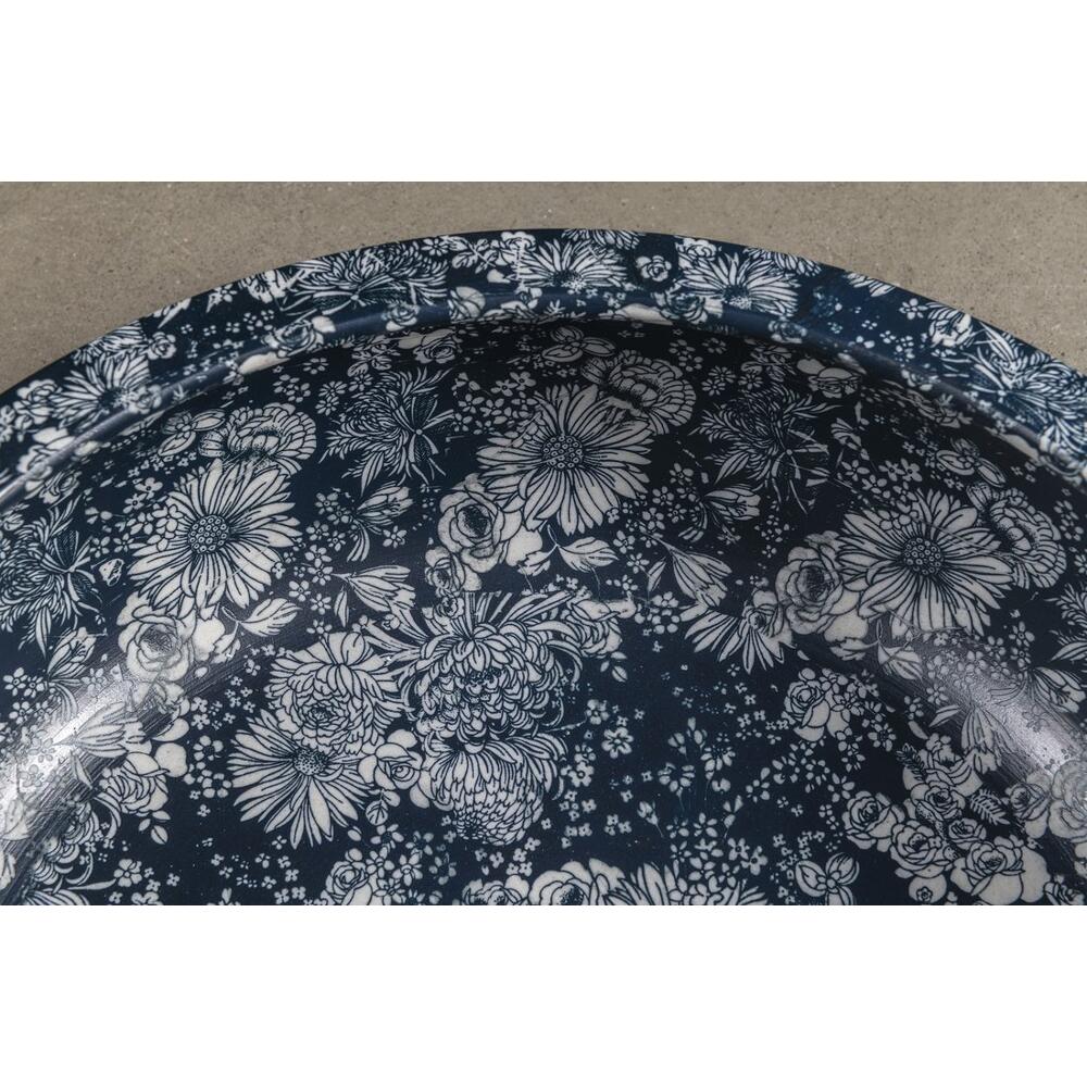 PRIORI Keramik-Waschtisch Ø 41 cm, blaue Blumen