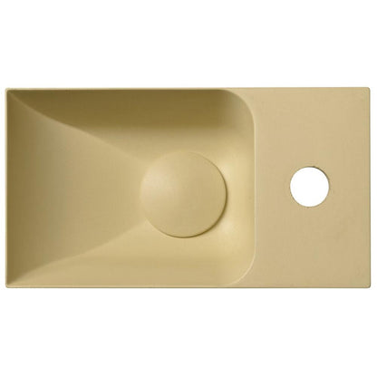 PICCOLINO Beton-Waschbecken 30,8x10x17cm, Armaturloch rechts, Gelb