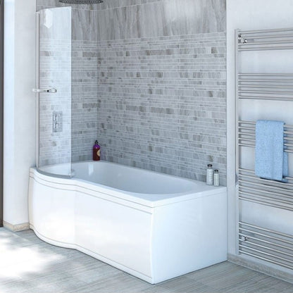 SKALI Badewanne mit Duschzone 167,5x85/75x40 cm, links, weiß