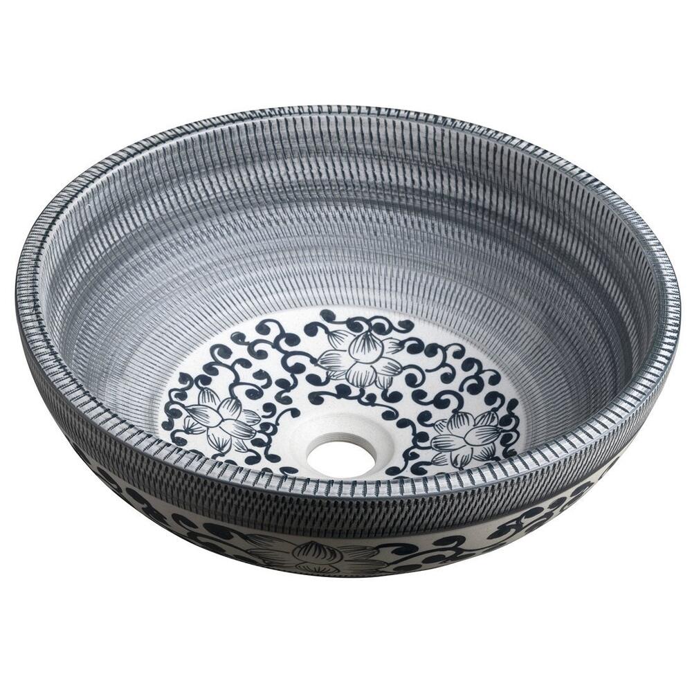 PRIORI Keramik-Waschtisch Ø 41 cm, blaues Muster