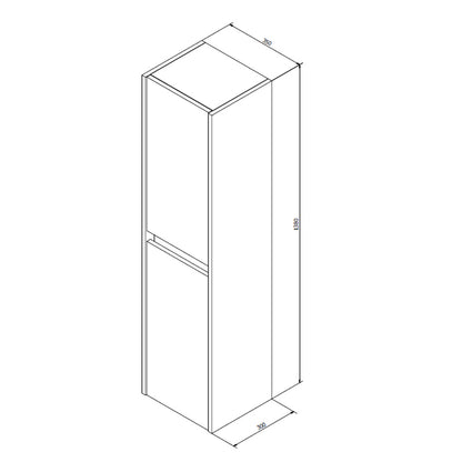 NIRONA hochschrank 35x140x30cm, 2x Tür, links/rechts, Eiche Mocca
