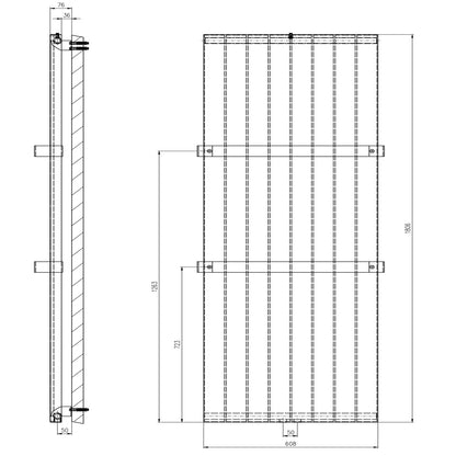 MAGNIFICA Badheizkörper 608x1806 mm, Weiß mit Textur