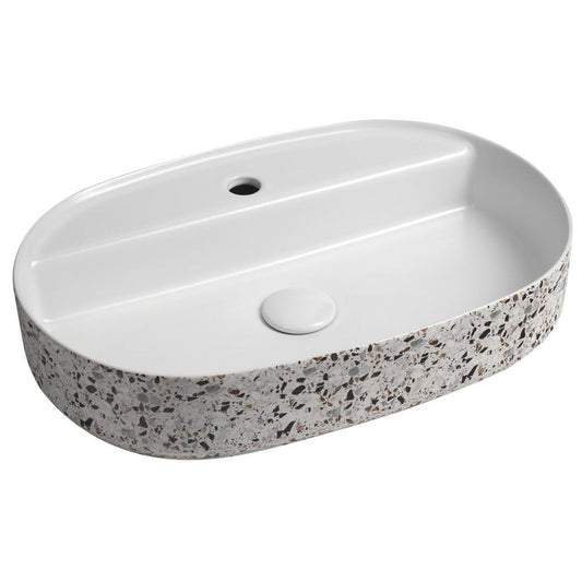 INFINITY OVAL Aufsatzwaschtisch, 60x40cm, terrazzo