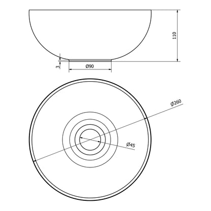 MINOR Betonwaschbecken zum Aufsetzen, Durchmesser 26cm, Anthrazit matt