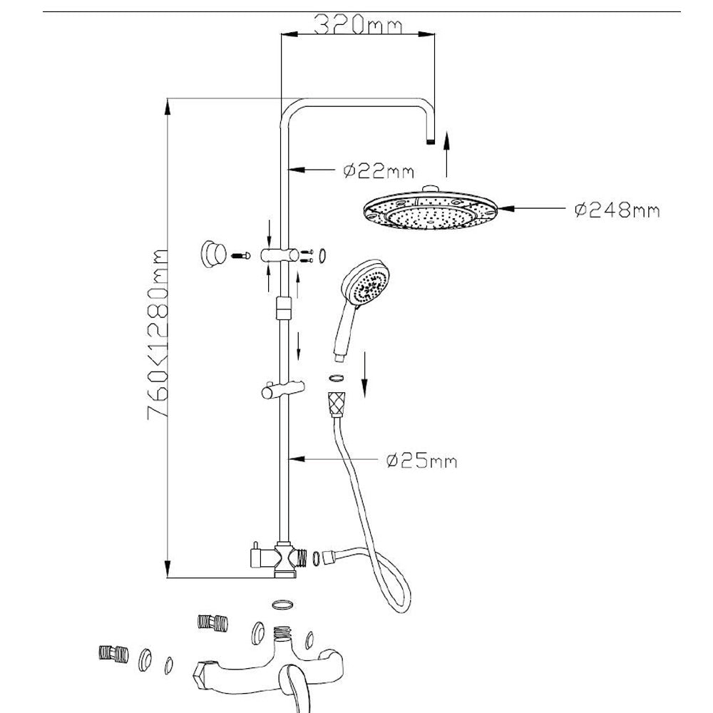 KASIOPEA Duschsäule, 730-1240mm , Chrom
