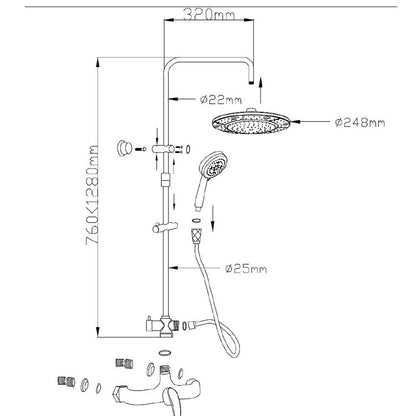 KASIOPEA Duschsäule, 730-1240mm , Chrom