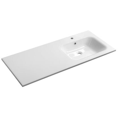 ARECA Gussmarmor-Waschtisch 121x51,5cm, rechts, weiß