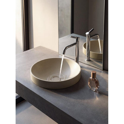 VERTO Einbauwaschtisch, Gussmarmor, Durch. 40,5cm, Beige matt