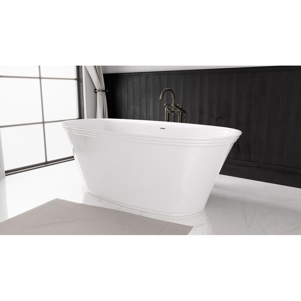 FLORINA Freistehende Gussmarmor-Badewanne 170x80x61cm, weiß