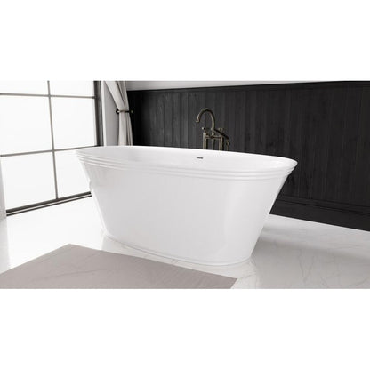 FLORINA Freistehende Gussmarmor-Badewanne 170x80x61cm, weiß