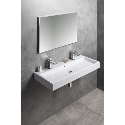 ORINOKO Waschtisch, Marmor, 100x42 cm, 2 Armaturlöcher,  Weiß