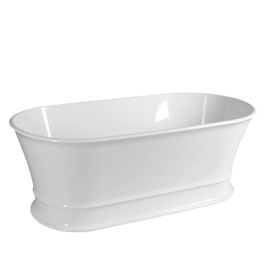 DELONIX Freistehende Gussmarmor-Badewanne 170x84x61,5cm, Weiß