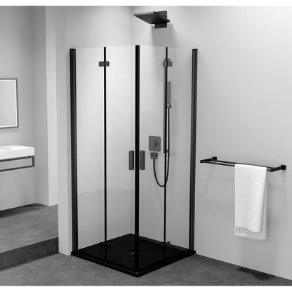ZOOM BLACK Eckige Duschkabine 900x900mm, Eckeinstieg