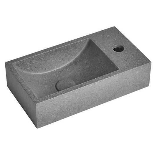CREST R Betonwaschbecken mit Auslauf, 40x22 cm, schwarzer Granit