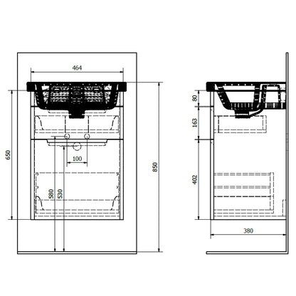 ELLA Unterschrank 46,5x65x38,5cm, 2x Schublade, weiß