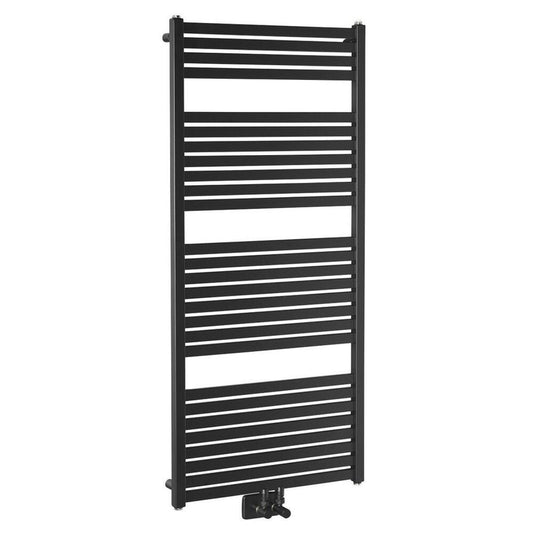 TONDI Badheizkörper 600x1330 mm, Mittelanschluss, Schwarz mat