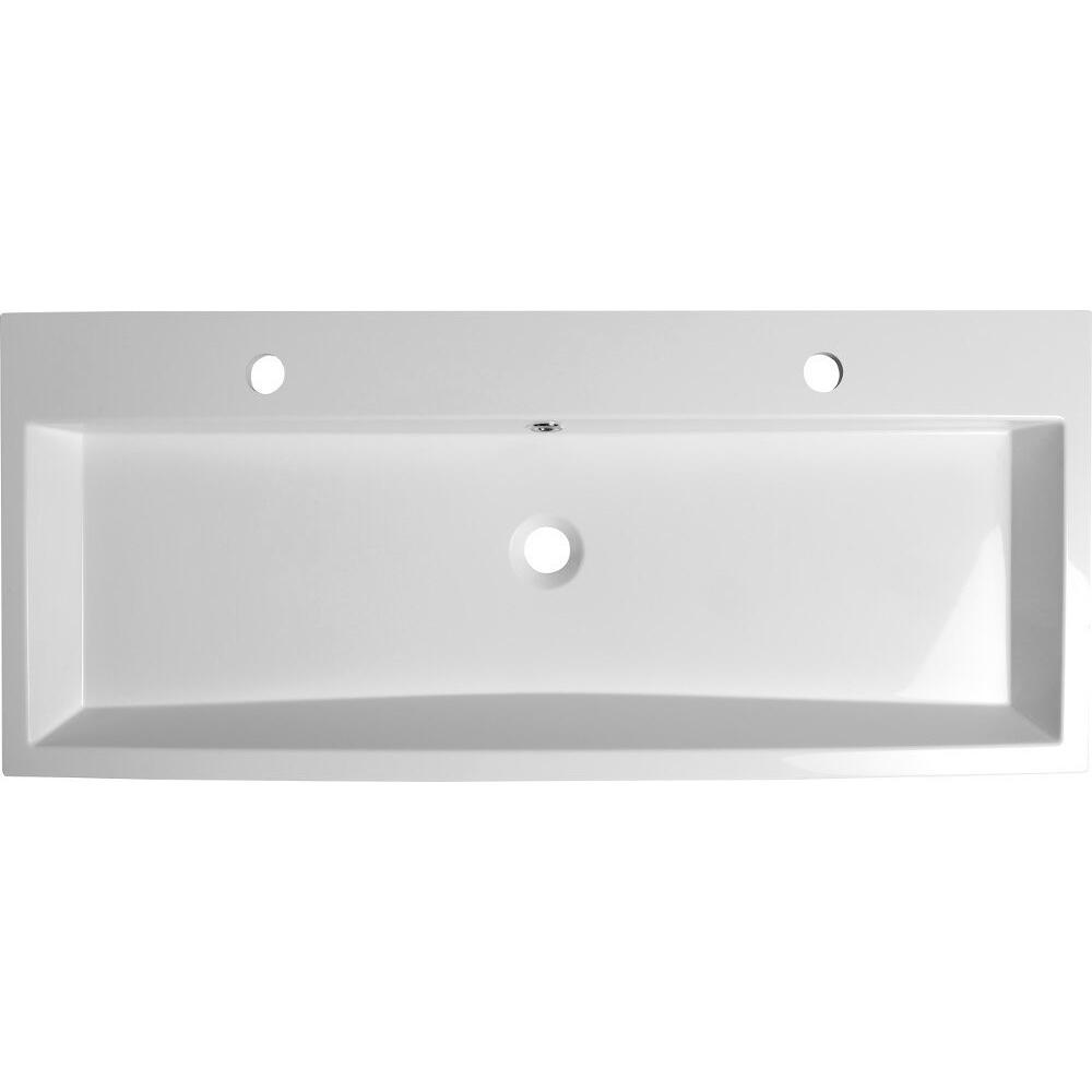 ORINOKO Waschtisch, Marmor, 100x42 cm, 2 Armaturlöcher,  Weiß