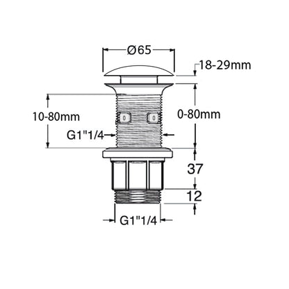 Waschbecken-Ablaufgarnitur 5/4", klick-klack, Beton-Stopfen, 10-80mm, Anthrazit matt