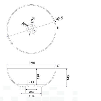 THIN Aufsatzwaschtisch, Ø 39 cm, Weiß matt