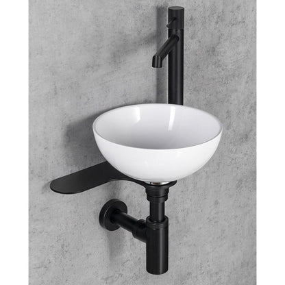 TETRIS Halter mit Aufsatzwaschtisch, Halterung für Armatur auf der rechten Seite, Schwarz matt