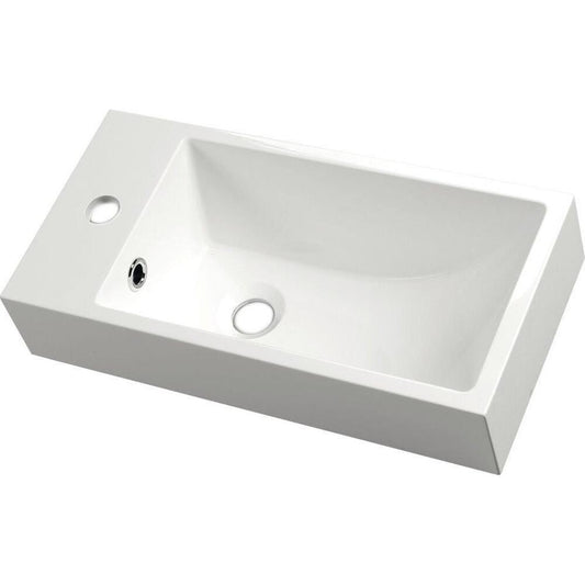 ARIANA Gussmarmor-Waschtisch 50x25cm, links, weiß