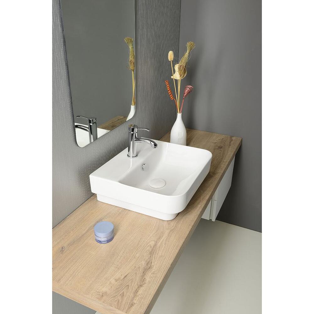 SOTT AQUA Keramik-Waschtisch zum Einbauen, 48x42cm, weiss