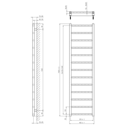METRO LIGHT Badheizkörper 400x1500 mm,300W, Weiß