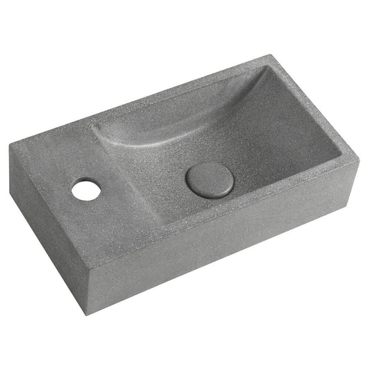 CREST L Betonwaschbecken mit Auslauf, 40x22 cm, schwarzer Granit