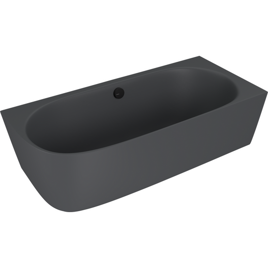 SUSSI R Freistehende Eckwanne, Gussmarmor 160x70x50cm, Anthrazit matt