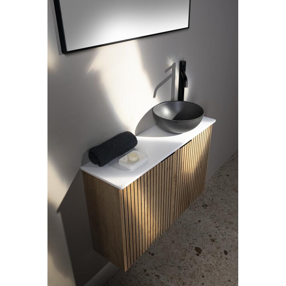 MINOR Betonwaschbecken zum Aufsetzen, Durchmesser 26cm, Anthrazit matt