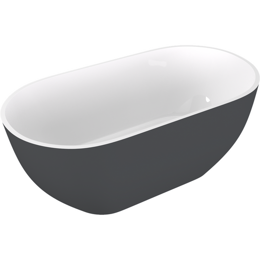REDUTA Freistehende Badewanne 150x75x58cm, weiß/Anthrazit matt